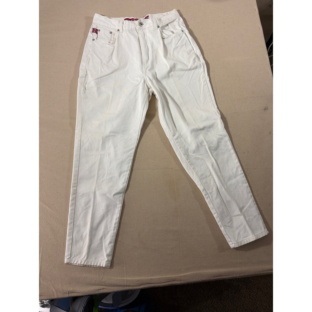 No Excuses Vintage 90s High Waisted White Tapered Mom Jeans Size 13/14 29x28
